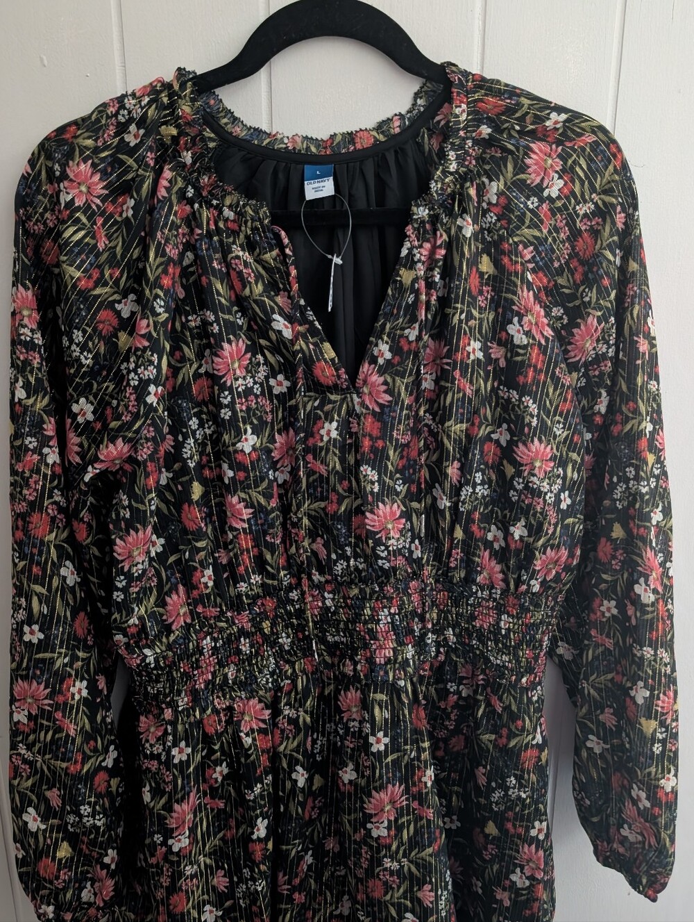 NWT Old Navy Floral & Metallic Boho Dress - Picture 2 of 7